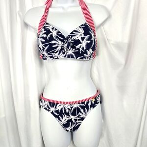 Sunseeker Stylish Blue/Pink/White Bikini Tie Halter Straps Size 10